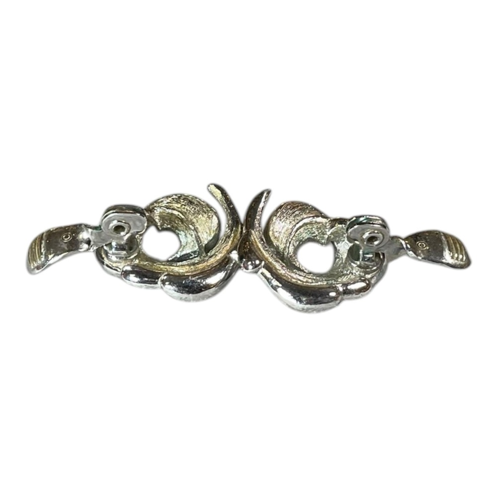 Monet Silver Tone Flower Clip On Earrings - Picture 4 of 4